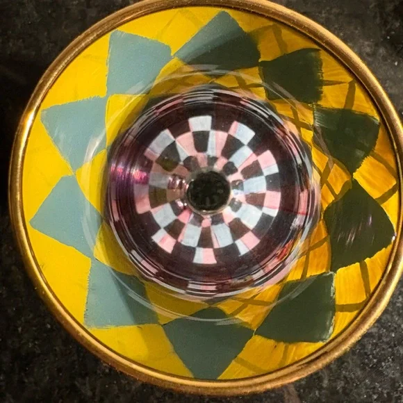 Mackenzie Childs RARE mint condition hand painted Glass - Picture 2 of 6